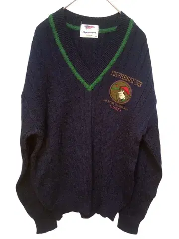 [ N0005 ] 90s V넥 니트 M 울 100% 골프웨어