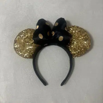 미키 귀 머리띠 블랙 골드