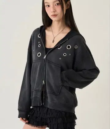 WHO'S WHO gallery 아일렛 지퍼 후드티