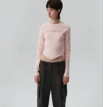 CURETTY 핑크 크롭 T셔츠