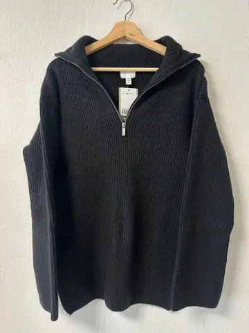 H&M 하이넥 집업 니트 블랙