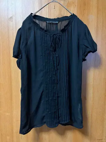 ZaraTrfCollection 자라 블랙 반팔 리본 셔츠 M