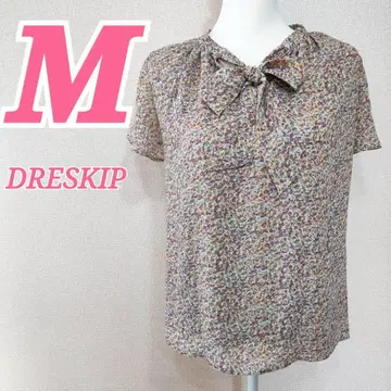 DRESKIP 반팔 꽃무늬 리본 블라우스 M 걸리시 페미닌 귀여운