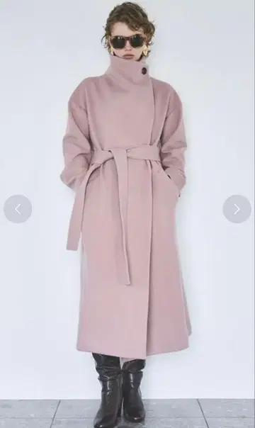 미사용 핑크 벨트 포함 롱 코트 M