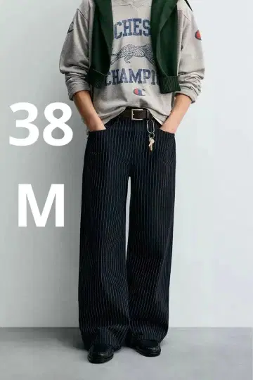 Champion ZARA 스트라이프 배기 핏 청바지