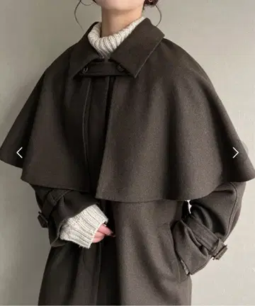 [ 미사용 ] 브라운 케이프 스타일 롱 코트