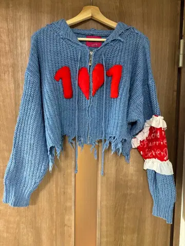 KOBINAI 니트 후드티 크롭