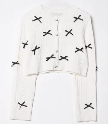 MERCURYDUO 머큐리 듀오 리본 니트 가디건 니트 화이트