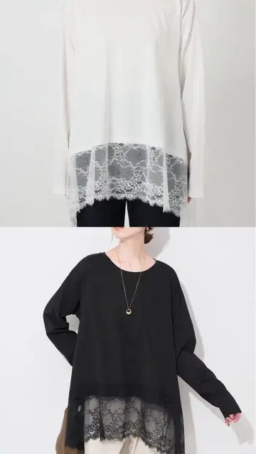 Slobeiena 레이스 콤비 티셔츠