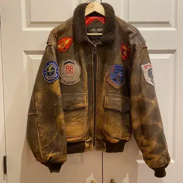 구제 의류 가죽 플라이트 자켓 자수 패치