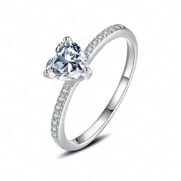 S925 하트 모양 스톤 반지 5호