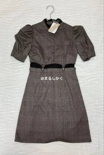 택 포함 미사용 새상품 ] EATME 원피스 체크 원피스 미니 원피스