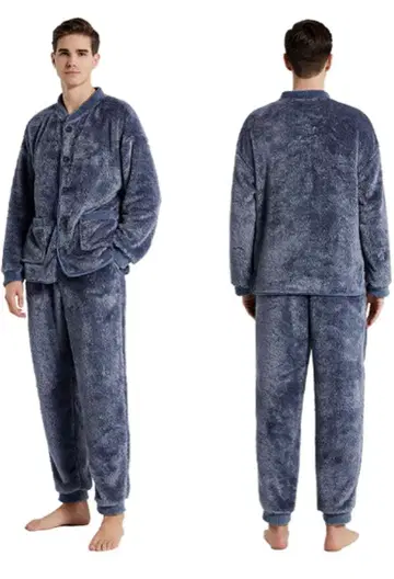 파자마 겨울 포근한 룸웨어 긴팔 상하의 세트 속기모 따뜻한 두꺼운 원단