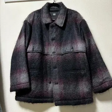 모헤어 체크 무늬 박스 실루엣 자켓