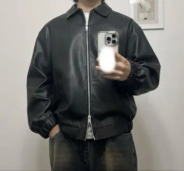 인조 가죽 가죽 자켓 지퍼 페이크 레더 블루종 자켓 블랙