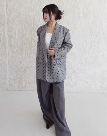 searoomlynn 도트 무늬 테일러드 자켓 그레이