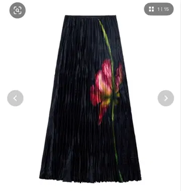 Desigual 플라워 플리츠 블랙 롱 스커트