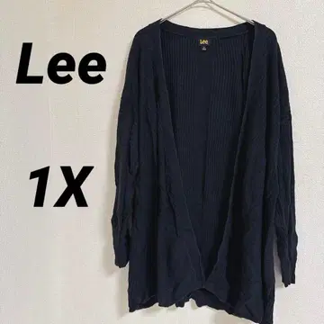 Lee [ 1X ] 블랙 긴팔 가디건 리브 메쉬 겉옷 블랙 Lee