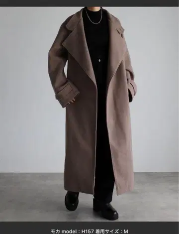 체스터 코트 오버 사이즈 멜톤 스탠드 카라 롱 코트는