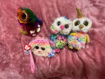 ty 봉제 인형 컬러풀 올빼미 양 파우치 스트랩 부착 토끼 키홀더