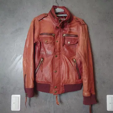 하우스 오브 블루스 가죽 라이더 자켓 빨간색