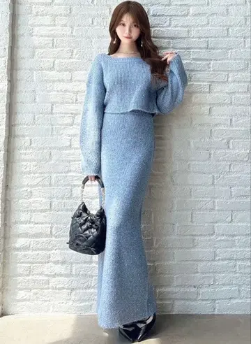 RESEXXY 니트 파랑 셋업 라메