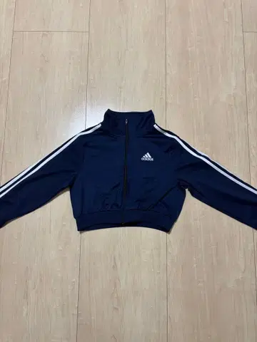 [레어] adidas 크롭 더블 지퍼 트랙 자켓 네이비