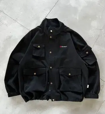 Perushu 스탠드넥 아웃도어 포켓 코튼 블루종