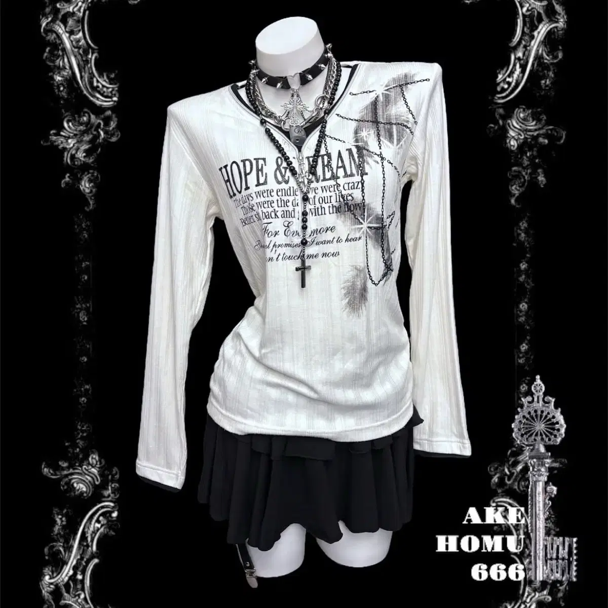 Akehomu Vintage Punk Printing Long Sleeve