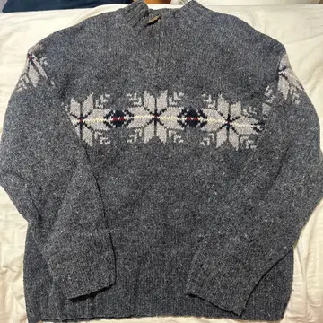 90s Eddie Bauer 노르딕 무늬 하프 지퍼 니트