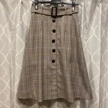 JUSGLITTY 체크 무늬 플레어 스커트 리버서블