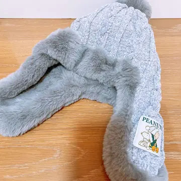 USJ 유니버셜 PEANUTS 찰리 브라운 스누피 귀도리 니트 모자