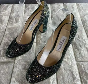 JIMMY CHOO 블랙 글리터 하이힐 25.5cm