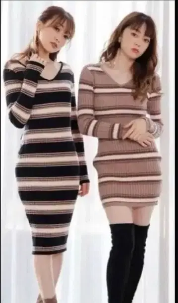 립서비스 니트 원피스 백리본