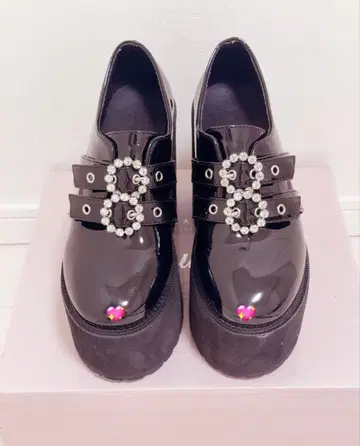 BUBBLES 더블 버클 통굽 신발 37