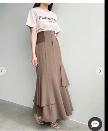 코코딜 브라운 플레어 스커트 롱