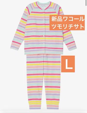 새상품 와코루 츠모리치사토 쓰리 보더 속기모 파자마 L 사이즈