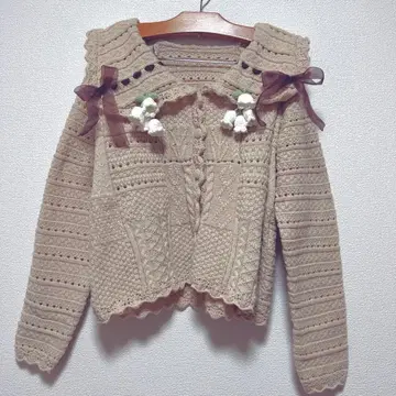 한정판 리메이크 가디건 베이지 뜨개질 디자인