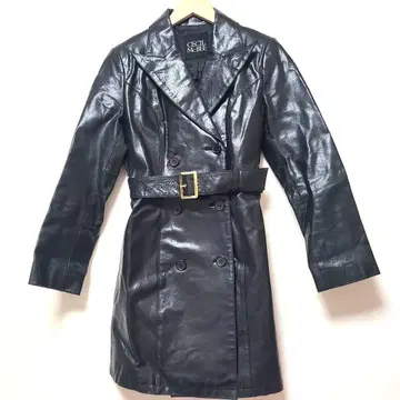 CECIL McBEE 돼지 가죽 가죽 롱 코트 천연 가죽 Y2K