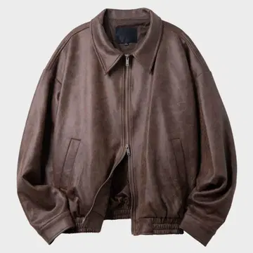 BLACK MOMENT 스웨이드 블루종 브라운 가죽 자켓