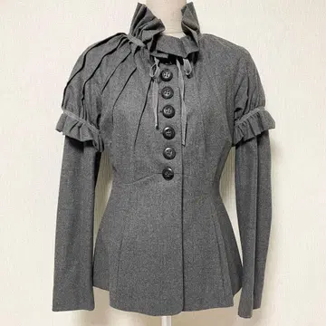 토마소 스테파넬리 프릴 개더 리본 울 자켓 40 그레이