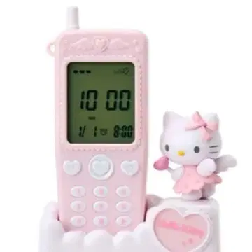 미사용 새상품 산리오 폴더폰 모양 탁상시계 헬로키티 천사