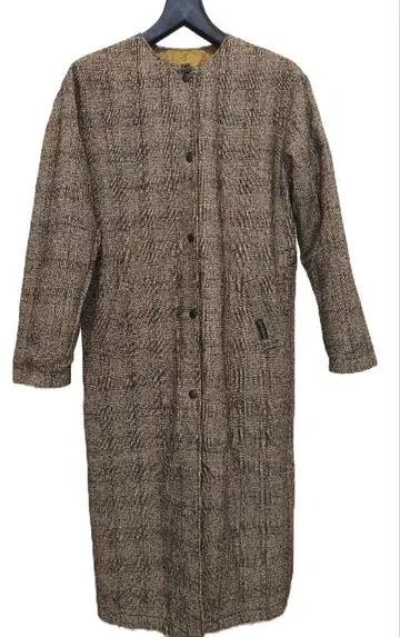 라벤햄 롱 코트 브라운 체크 퀼팅 리버서블