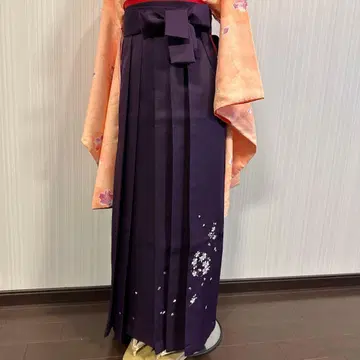 여성용 하카마 자수 보라색 (끈 아래 94cm) 160cm~168cm용