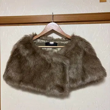 브라운 인조 모피 숄