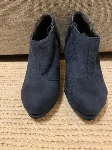 네이비 스웨이드 앵클부츠 힐 10cm