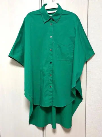 그린 오버 사이즈 셔츠 반팔