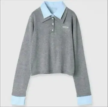 eimy istore 더블 컬러 디자인 니트 그레이