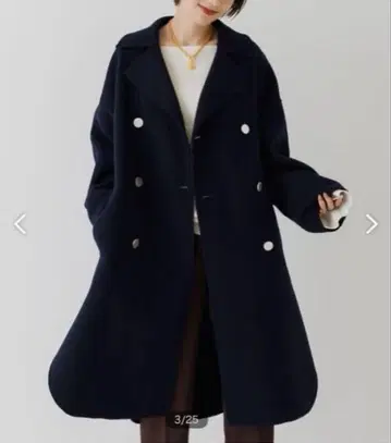 Rougevif 숏 비버 리버 코트 네이비