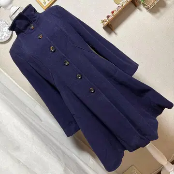 로라 애슐리 하프 코트 울 퍼플 계열 스탠 칼라